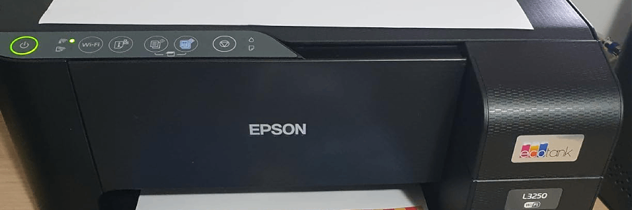 Apertando botoes da impressora Epson